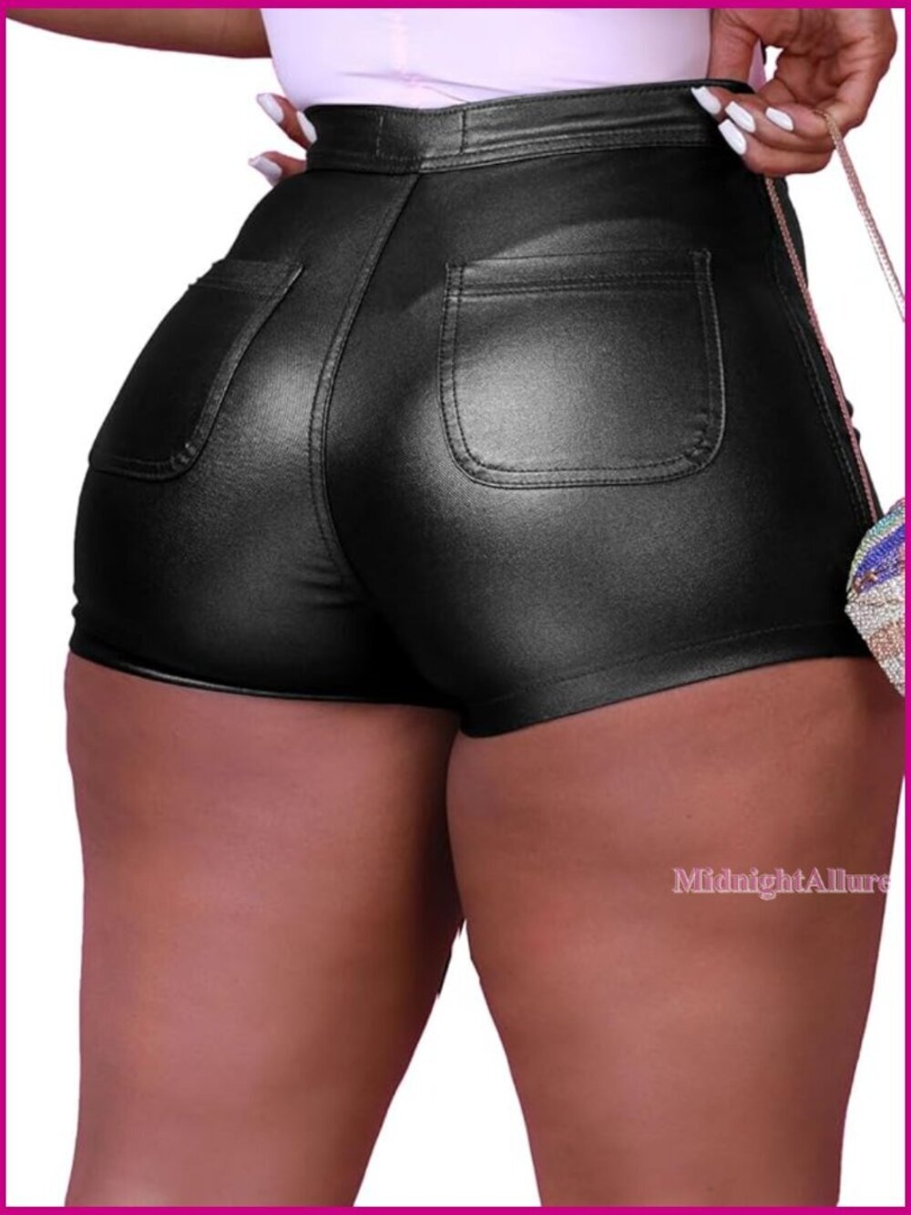 High Waisted Faux Leather Shorts Stretchy Skinny Casual Party Wear
